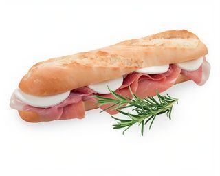 Panino con prosciutto crudo, mozzarella e pomodoro