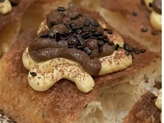 Focaccina mascarpone, crema al caffè