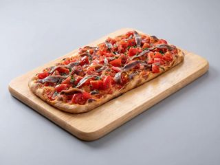 Pomodorini, alici e olive nere - teglia intera