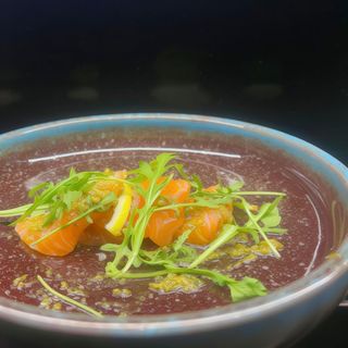 2a. Carpaccio di salmone e pesto