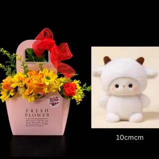 beautiful bouquet with toy