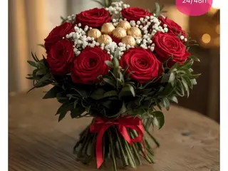 DOLCE PASSIONE – Bouquet Di Rose Rosse Con Cioccolatini
