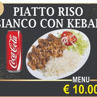 Piatto di Riso Bianco con Kebab
