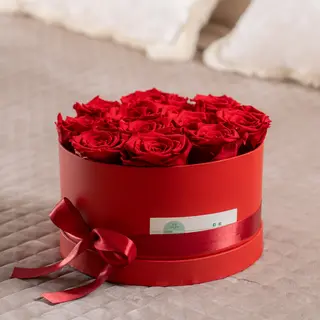 Cofanetto Di Rose Rotondo Rosso