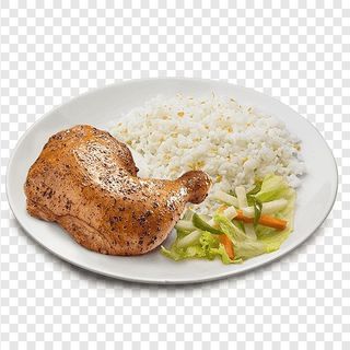 Coscia di pollo con patate e insalata