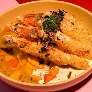 Riso Al Curry Giapponese Con Gamberoni Fritti (piccante)