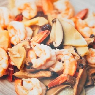 72-Gamberetti con bambu' e funghi