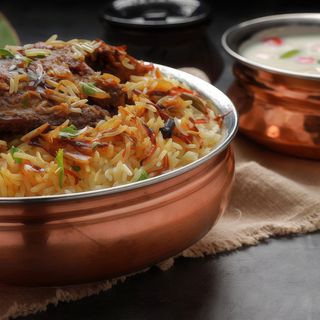 Mutton biryani with raita