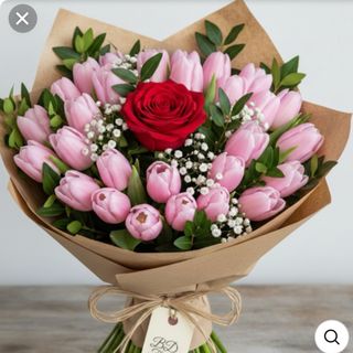 Tulipani rosa con rossa