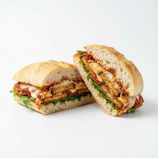 Panino con parmigiana e insalata