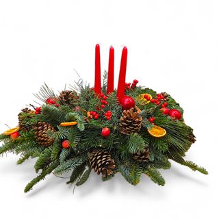 Centrotavola natalizio ovale a tre candele