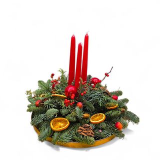 Centrotavola natalizio con vassoio color oro