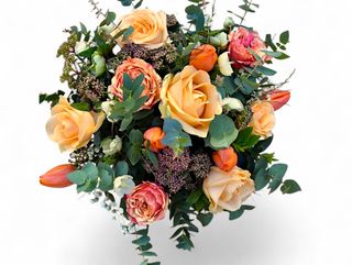 Mixed peach and orange flowers