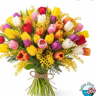 Tulipani misti con mimose