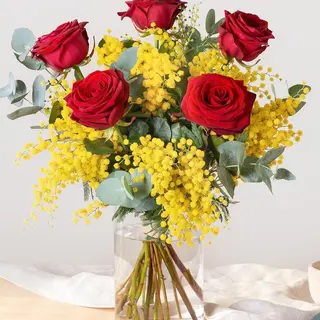 Red with yellow