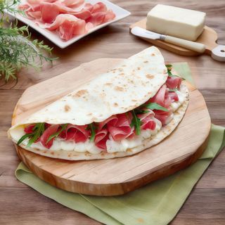 Piadina con  crudo e mozzarella