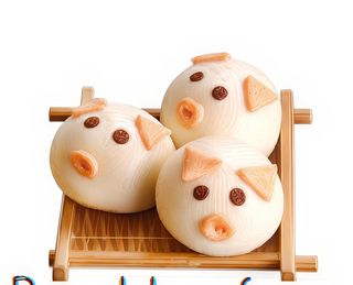 Pane dolce a forma di maialino a vapore 2 pezzi