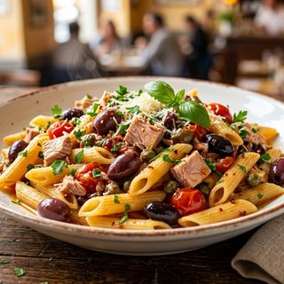 Penne con tonno e olive