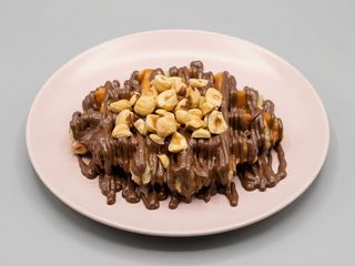 Waffle al cioccolato bianco e brownies al cioccolato bianco