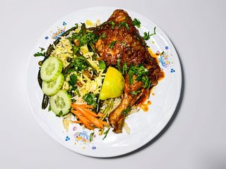 Chicken roast with vegetable rice