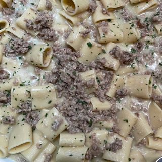 Pasta con crema di patate e piovra