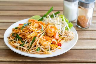 Spaghetti di riso con gamberoni