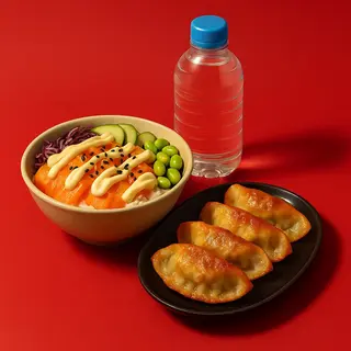 POKE + GYOZA 5pz + BIBITA