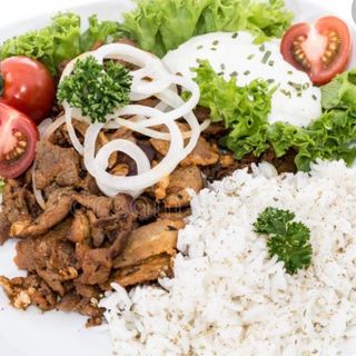 Piatto kebab con Riso bianco