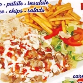 Döner kebap con patate e riso