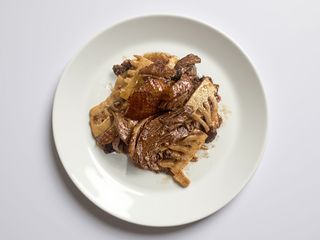 Anatra con funghi e bambù