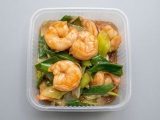 Gamberi con porro