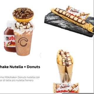 Combo Bubble Waffle Kinder bueno white e Crepes Roll  Kinder bueno White e milkshake Nutella con Donuts Nutella