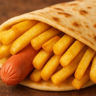 Piadina würstel e patatine 