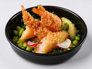 Pokè gamberoni in tempura