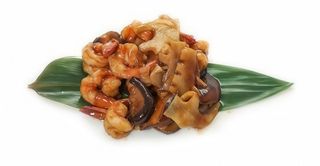 210. Gamberi con bambu e funghi