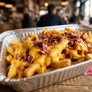 Patatine cheddar e bacon