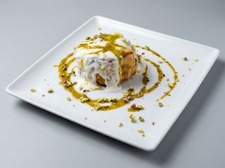 Frittatina pistacchio, burrata e mortadella