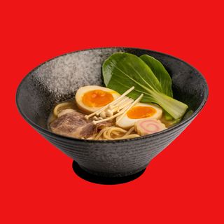 Ramen, noodles freschi, maiale, packchoi,enoki