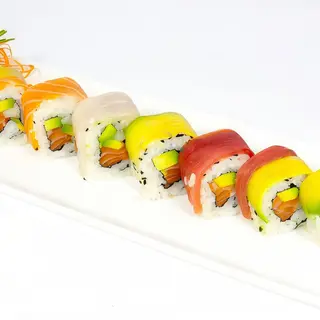 64 Rainbow roll uramaki