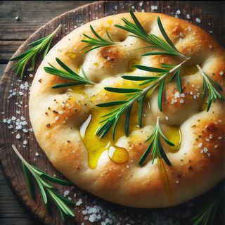 Focaccia con olio d'oliva e rosmarino.