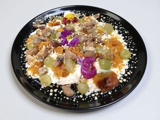 Burrata con Castagne, Zucca e Uva