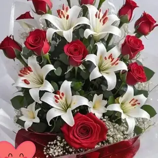 11 Rose Rosse e 3 Lilium Normali