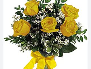 5 rose gialle confezionate