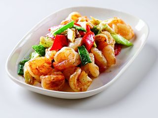 Gamberi con verdure