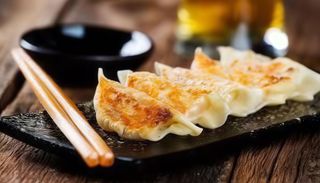 Ravioli giaponese di gamberi e verdure