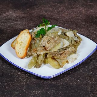 Baccalà con cardi e patate  250gr
