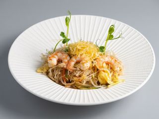 307.Spaghetti di riso con gamberi