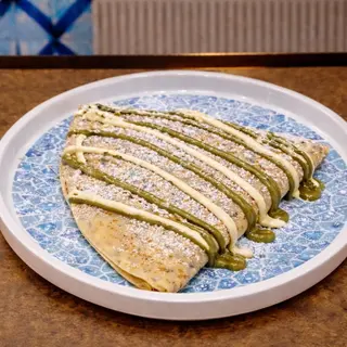 Crepes al cioccolato bianco e crema di Pistacchio