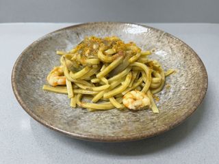 Pappardelle con funghi porcini zucca e guanciale croccante