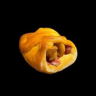 10. Calzoncino mozzarella, würstel, patate al forno, salsa rosa